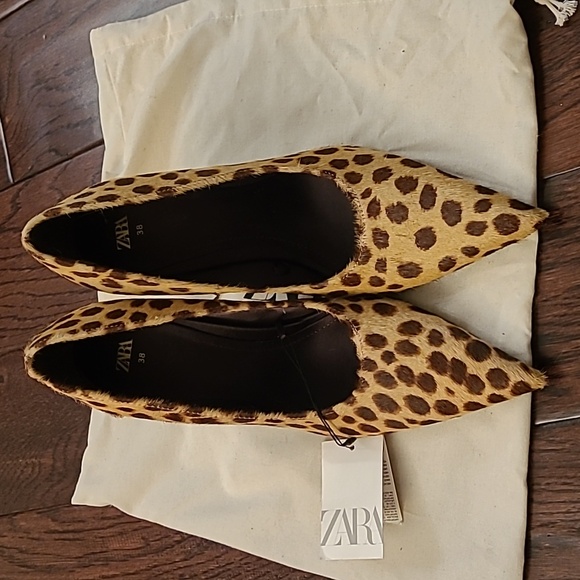 NWT Zara Animal Skin fur Leather Heels Pumps Ref 3223/410 Size 38 - Picture 9 of 9